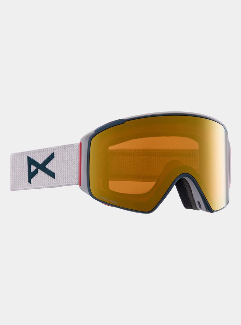Burton Anon M4S Goggles (Cylindrical) + Bonus Lens + MFI® Face Mask Okuliare Panske Siva Oranžové | 23075-TQAY