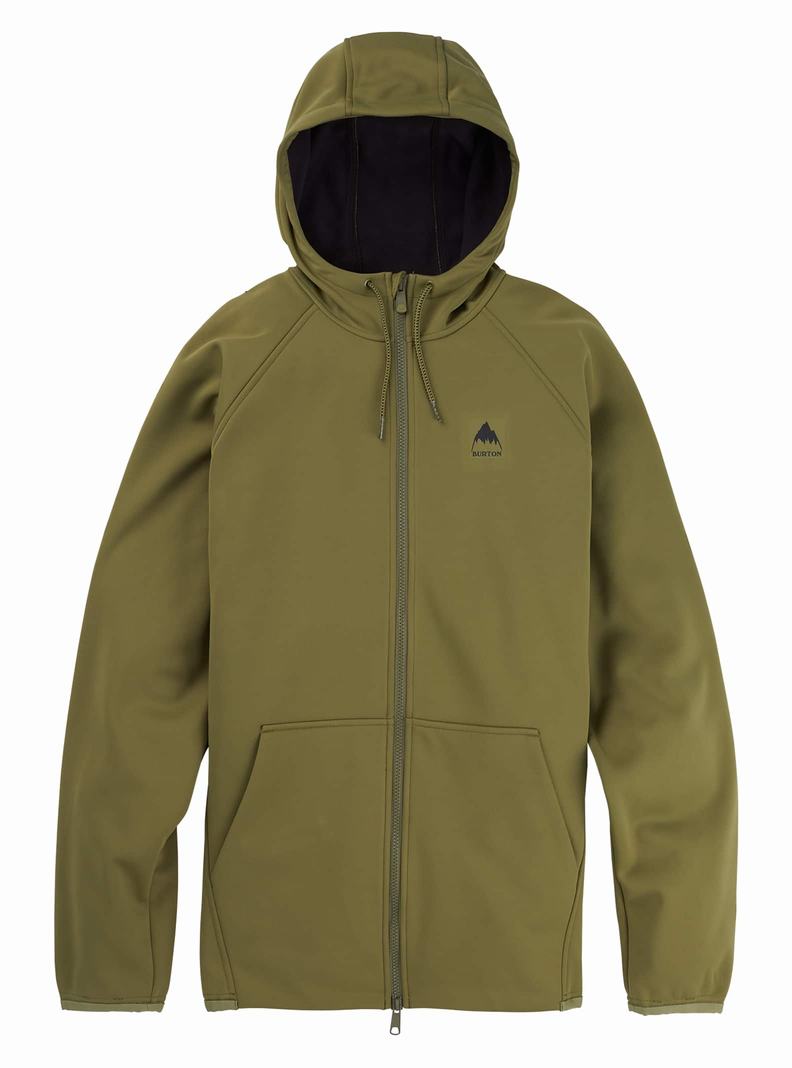 Burton Crown Weatherproof Full-Zip Fleece Mikina Panske Olivovo Zelená | 21387-NWCR