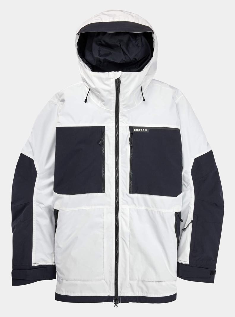 Burton Frostner 2L Zimní Bunda Panske Biele Čierne | 54392-JIGQ