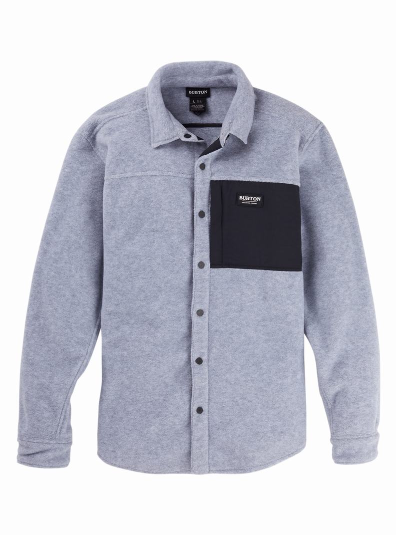 Burton Hearth Fleece Shirt Košele Panske Siva | 45628-GDRQ