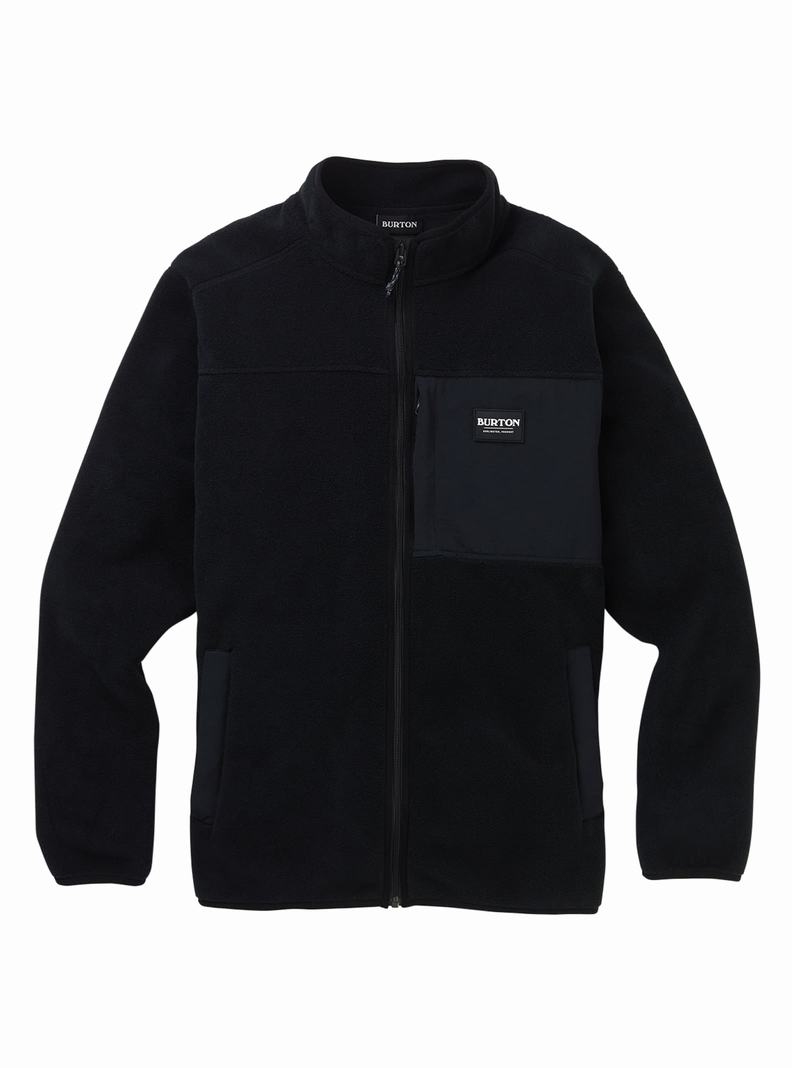 Burton Hearth Full-Zip Fleece Mikina Panske Čierne | 17305-OZSE