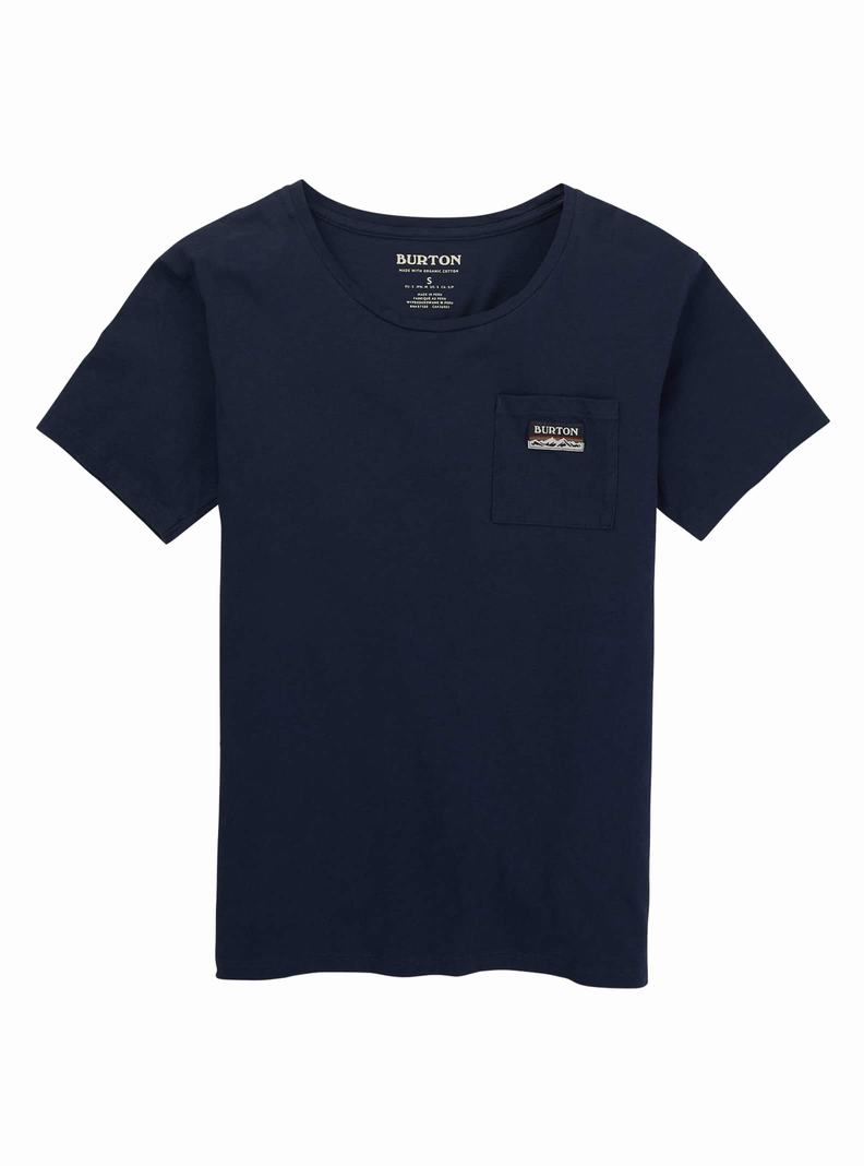 Burton Klasické Kratke Sleeve Pocket Tričko Damske Modre | 16972-DEFC