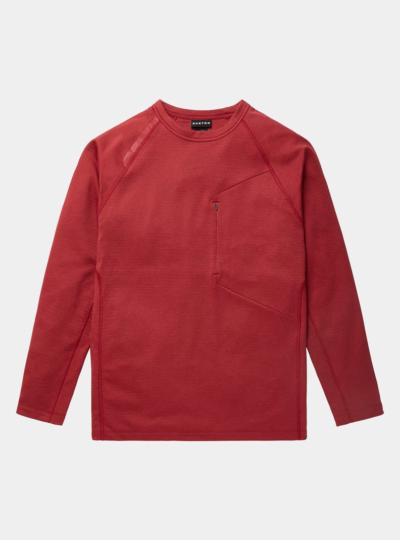 Burton Multipath Grid Crewneck Fleece Mikina Panske Červené | 41069-HEKZ