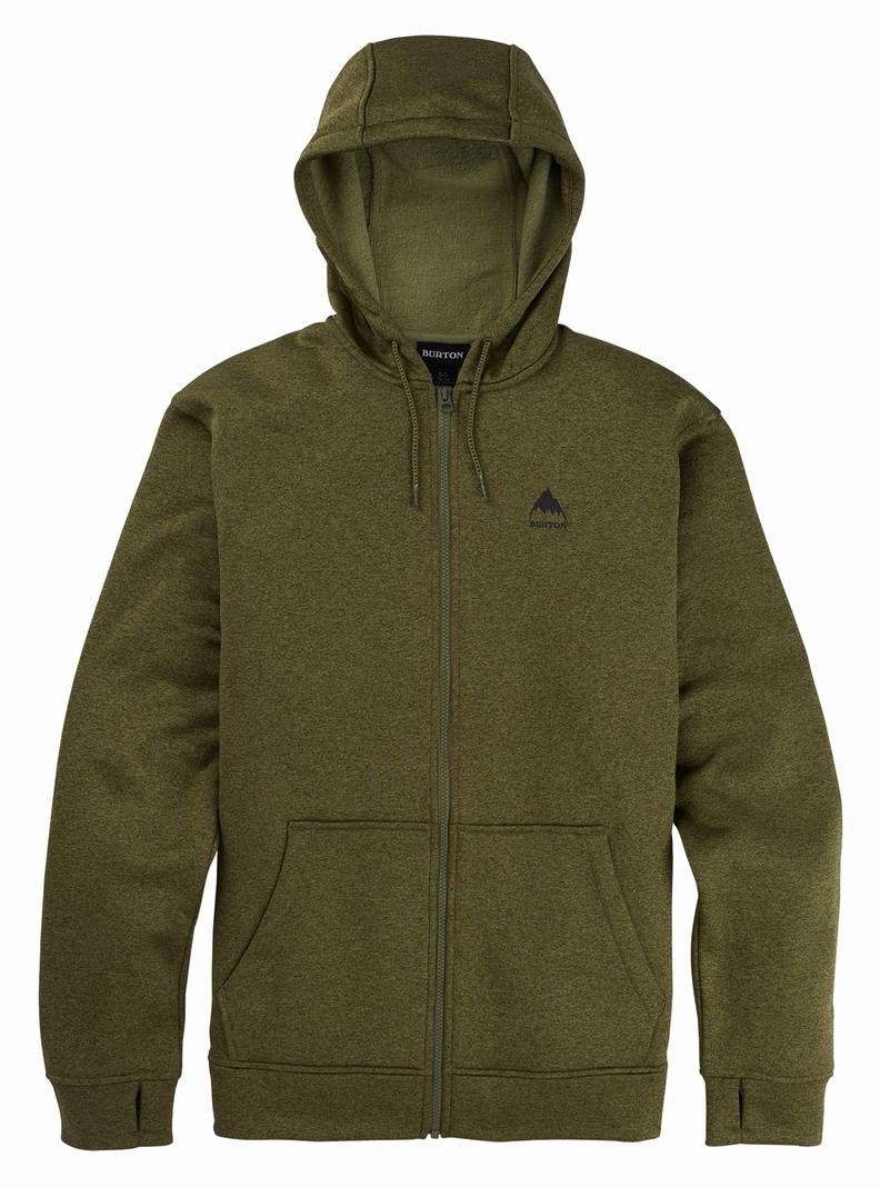 Burton Oak Full-Zip Hoodie Mikina Panske Olivovo Zelená | 64901-WVYQ
