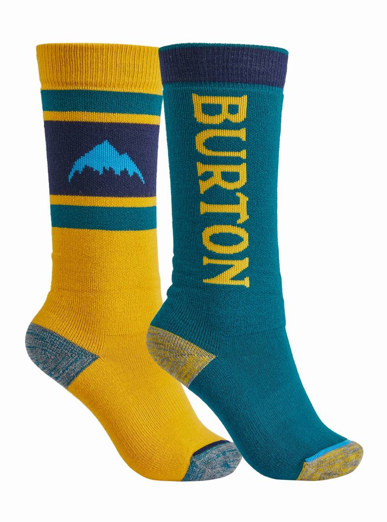 Burton Weekend Midweight 2-Pack Snowboardové Ponožky Detske Modre Žlté | 95863-SXJV