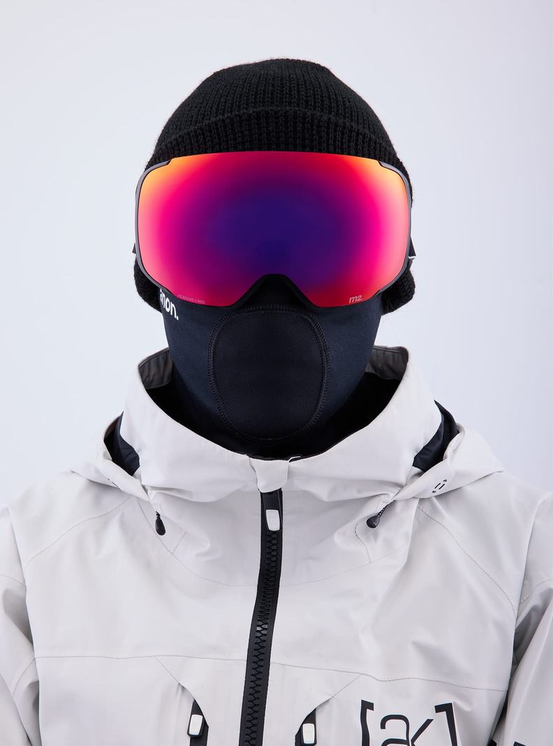 Burton Anon M2 Goggles + Bonus Lens + MFI® Face Mask Okuliare Panske Čierne Oranžové Červené | 47659-TMOZ