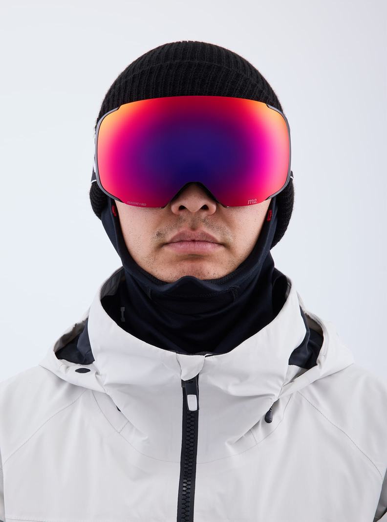 Burton Anon M2 Low Bridge Fit Goggles + Bonus Lens + MFI® Face Mask Okuliare Damske Čierne Oranžové Červené | 82574-VWXH