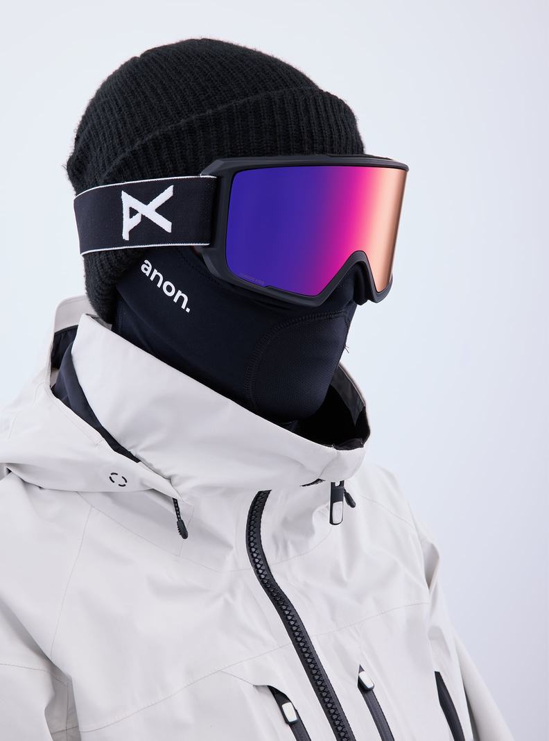Burton Anon M3 Goggles + Bonus Lens + MFI® Face Mask Okuliare Panske Čierne Oranžové Červené | 81967-ADES