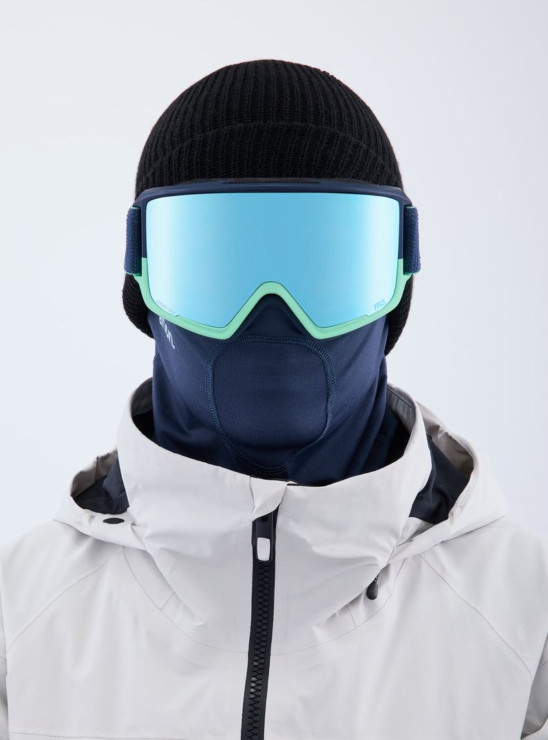 Burton Anon M3 Low Bridge Fit Goggles + Bonus Lens + MFI® Face Mask Okuliare Damske Námornícka Modrá Modre Ruzove | 58639-SNBG