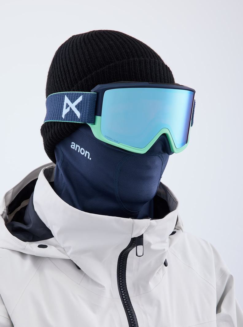 Burton Anon M3 Low Bridge Fit Goggles + Bonus Lens + MFI® Face Mask Okuliare Damske Námornícka Modrá Modre Ruzove | 58639-SNBG