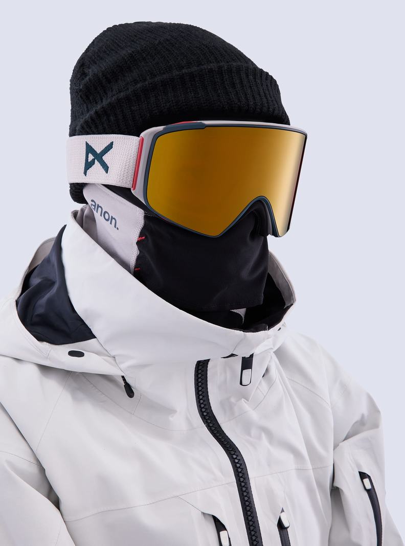 Burton Anon M4S Goggles (Cylindrical) + Bonus Lens + MFI® Face Mask Okuliare Panske Siva Oranžové | 23075-TQAY