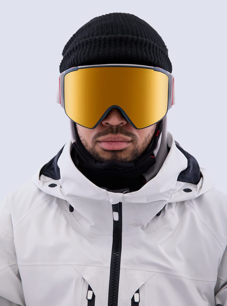 Burton Anon M4S Goggles (Cylindrical) + Bonus Lens + MFI® Face Mask Okuliare Panske Siva Oranžové | 23075-TQAY