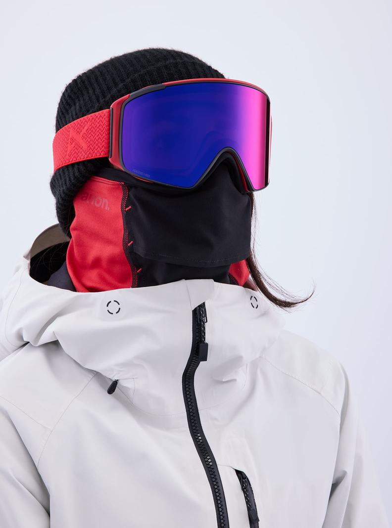 Burton Anon M4S Goggles (Cylindrical) + Bonus Lens + MFI® Face Mask Okuliare Panske Červené Oranžové Červené | 63710-RLVD