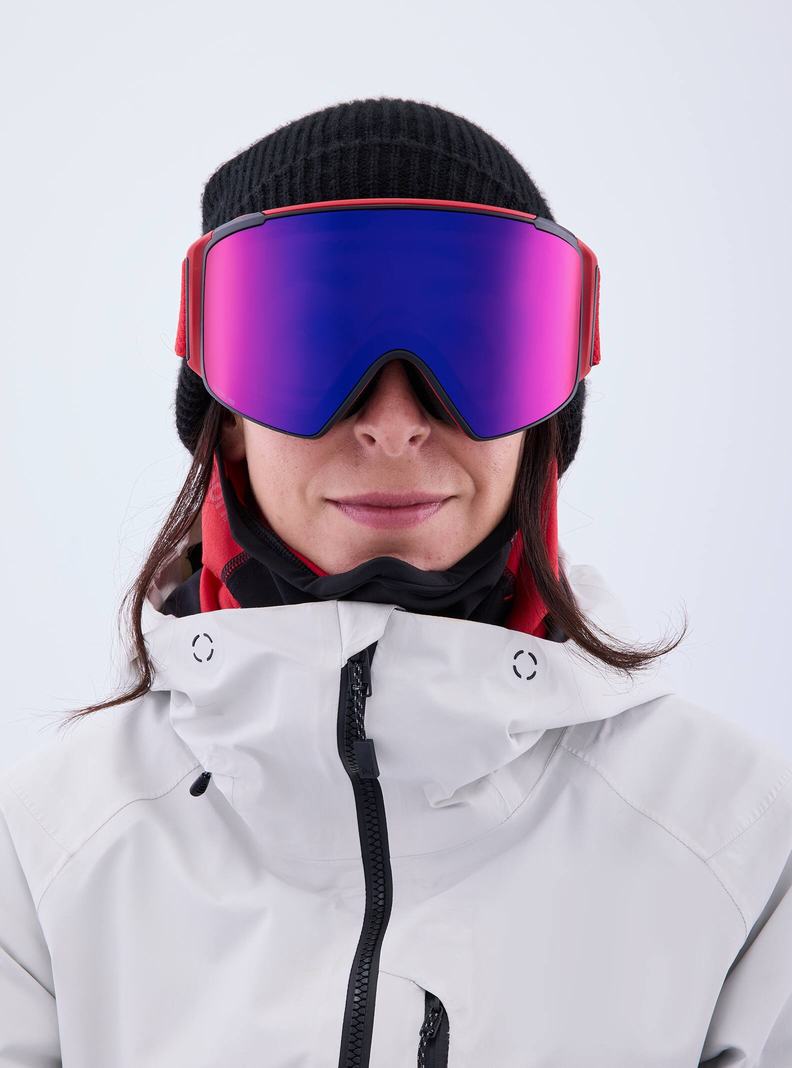 Burton Anon M4S Goggles (Cylindrical) + Bonus Lens + MFI® Face Mask Okuliare Panske Červené Oranžové Červené | 63710-RLVD