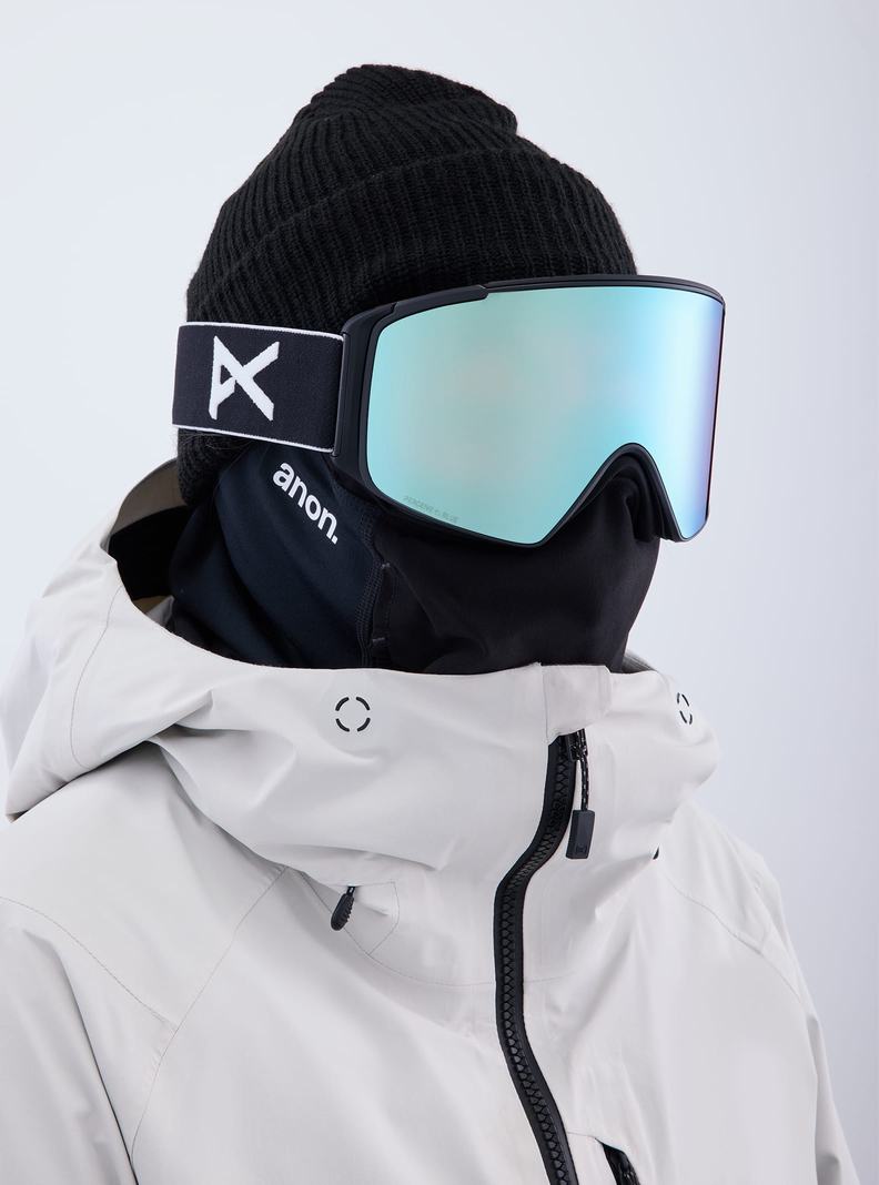 Burton Anon M4S Low Bridge Fit Goggles (Cylindrical) + Bonus Lens + MFI® FACE MASK Okuliare Panske Čierne Modre Ruzove | 52981-PWIQ