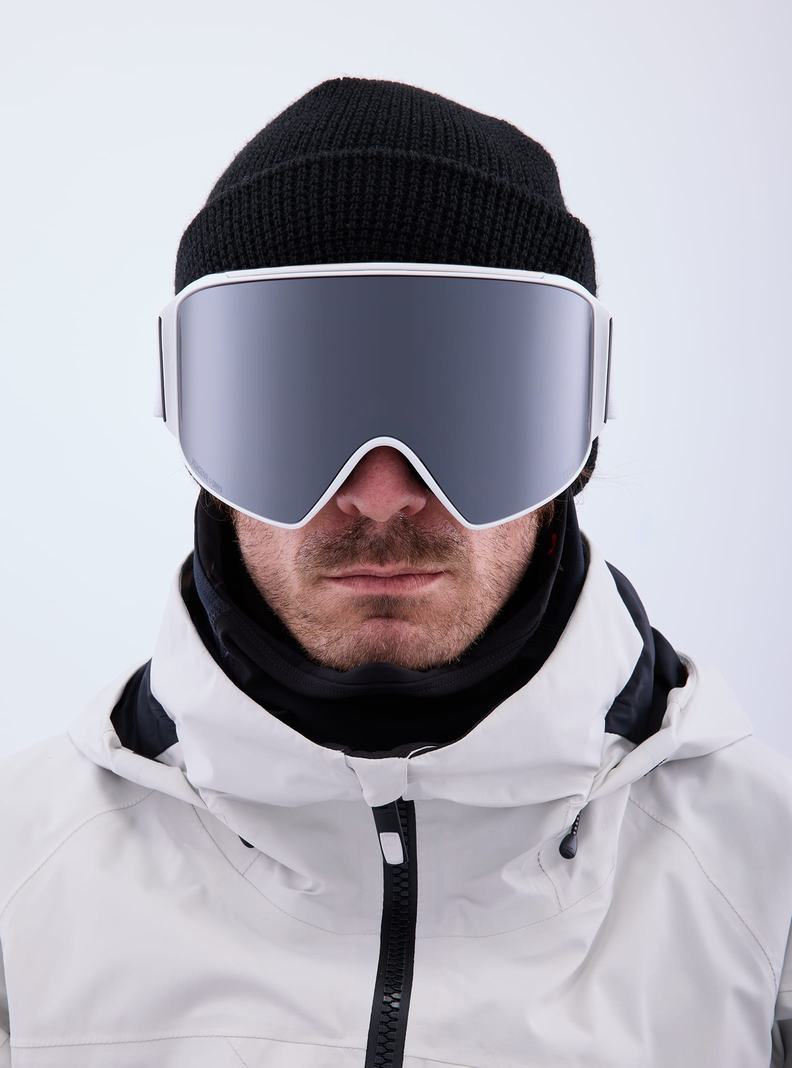 Burton Anon M4 Goggles (Cylindrical) + Bonus Lens + MFI® Face Mask Okuliare Panske Biele Oranžové Čierne Nachový | 36019-ZDRA