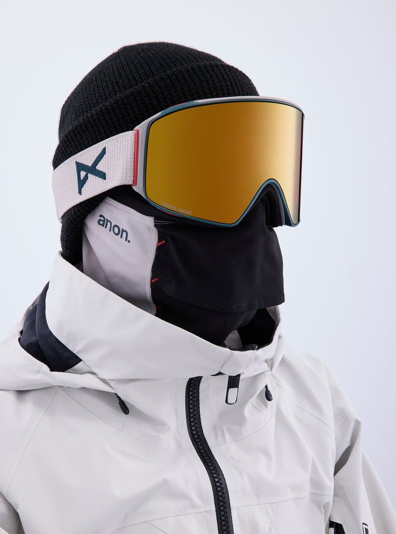 Burton Anon M4 Goggles (Cylindrical) + Bonus Lens + MFI® Face Mask Okuliare Panske Siva Oranžové | 59206-ONZE