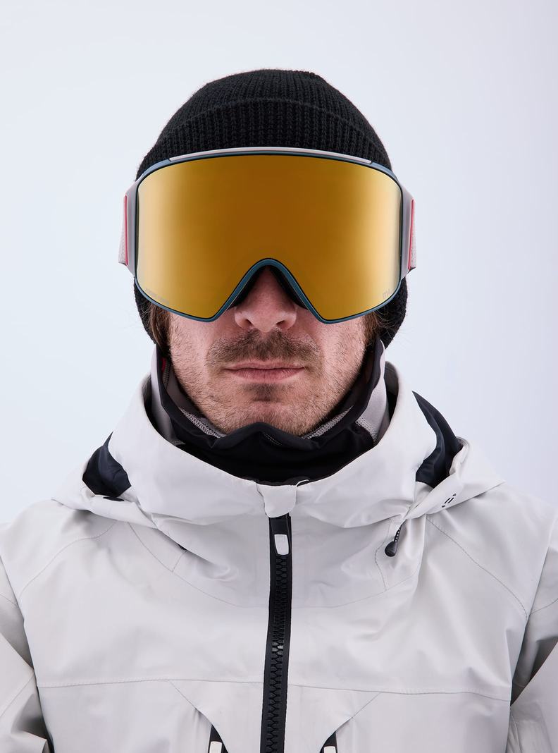 Burton Anon M4 Goggles (Cylindrical) + Bonus Lens + MFI® Face Mask Okuliare Panske Siva Oranžové | 59206-ONZE