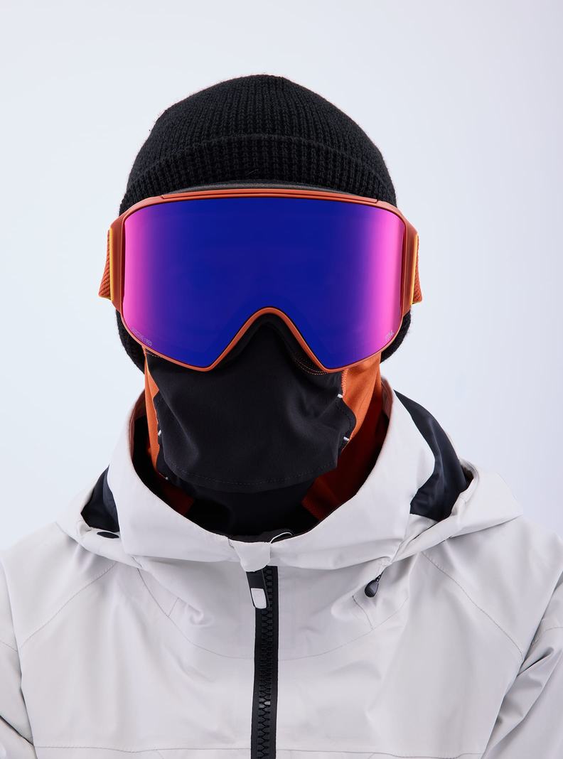 Burton Anon M4 Goggles (Cylindrical) + Bonus Lens + MFI® Face Mask Okuliare Panske Oranžové Červené | 68125-LMXQ