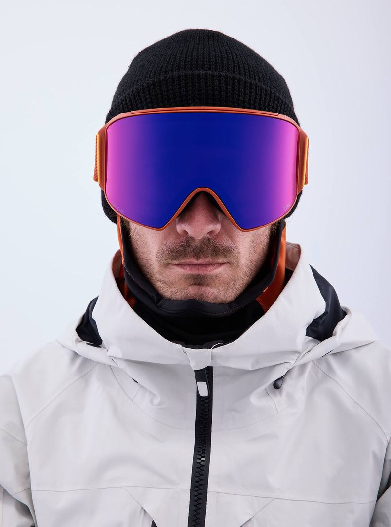 Burton Anon M4 Goggles (Cylindrical) + Bonus Lens + MFI® Face Mask Okuliare Panske Oranžové Červené | 68125-LMXQ