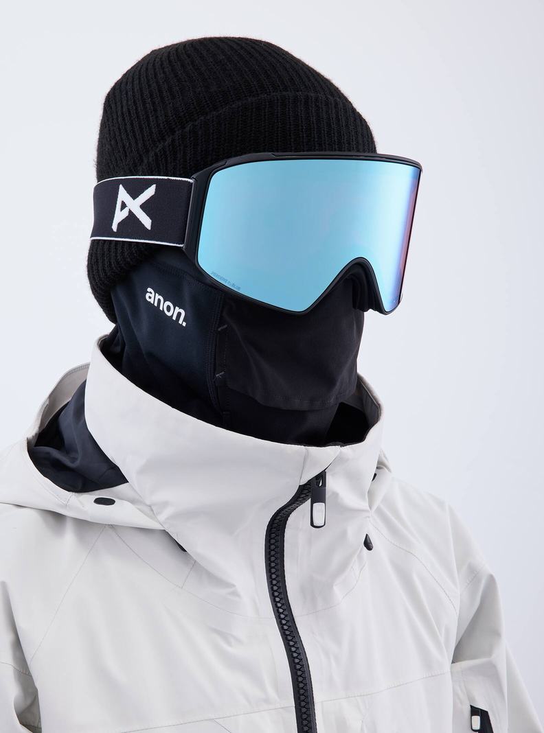 Burton Anon M4 Low Bridge Fit Goggles (Cylindrical) + Bonus Lens + MFI® Face Mask Okuliare Panske Čierne Modre Ruzove | 45172-XZAB