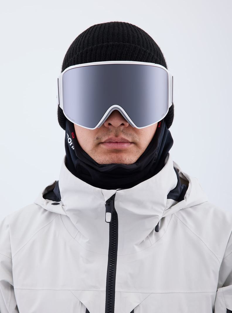 Burton Anon M4 Low Bridge Fit Goggles (Cylindrical) + Bonus Lens + MFI® Face Mask Okuliare Damske Biele Oranžové Čierne Nachový | 49057-PBOJ
