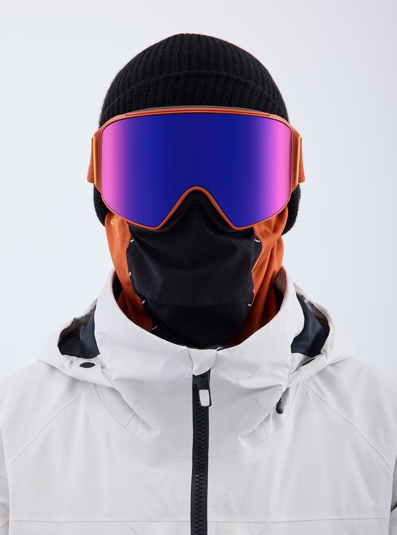 Burton Anon M4 Low Bridge Fit Goggles (Cylindrical) + Bonus Lens + MFI® Face Mask Okuliare Damske Oranžové Červené | 64089-PELB