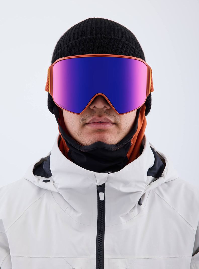 Burton Anon M4 Low Bridge Fit Goggles (Cylindrical) + Bonus Lens + MFI® Face Mask Okuliare Damske Oranžové Červené | 64089-PELB
