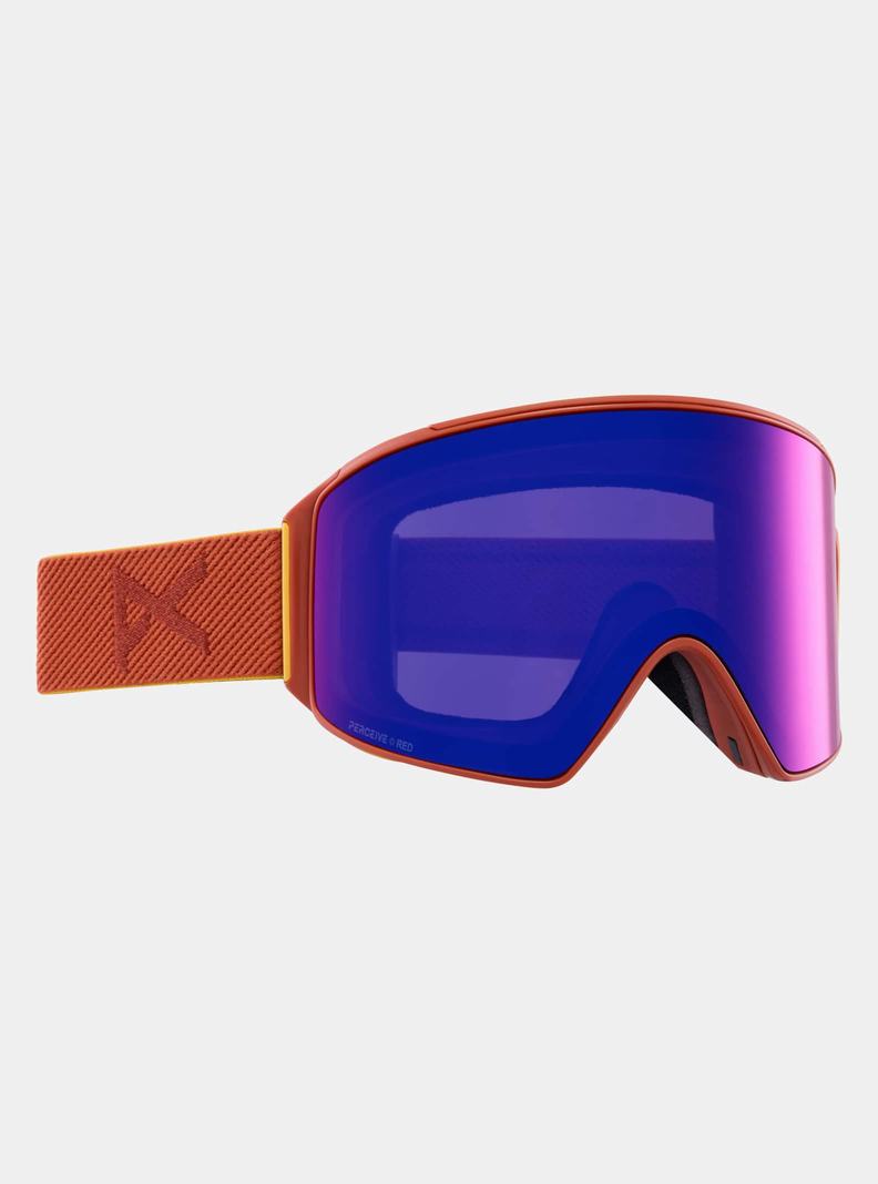 Burton Anon M4 Low Bridge Fit Goggles (Cylindrical) + Bonus Lens + MFI® Face Mask Okuliare Damske Oranžové Červené | 64089-PELB