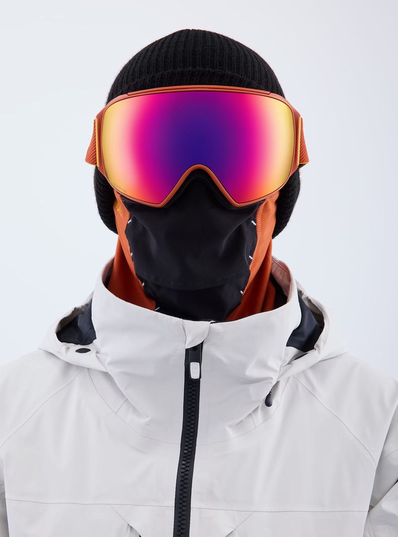 Burton Anon M4 Low Bridge Fit Goggles (Toric) + Bonus Lens + MFI® Face Mask Okuliare Panske Oranžové Červené | 10467-TFLY