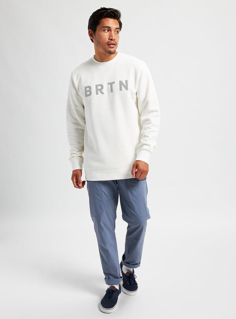 Burton BRTN Crew Mikina Panske Biele | 21805-HWTD