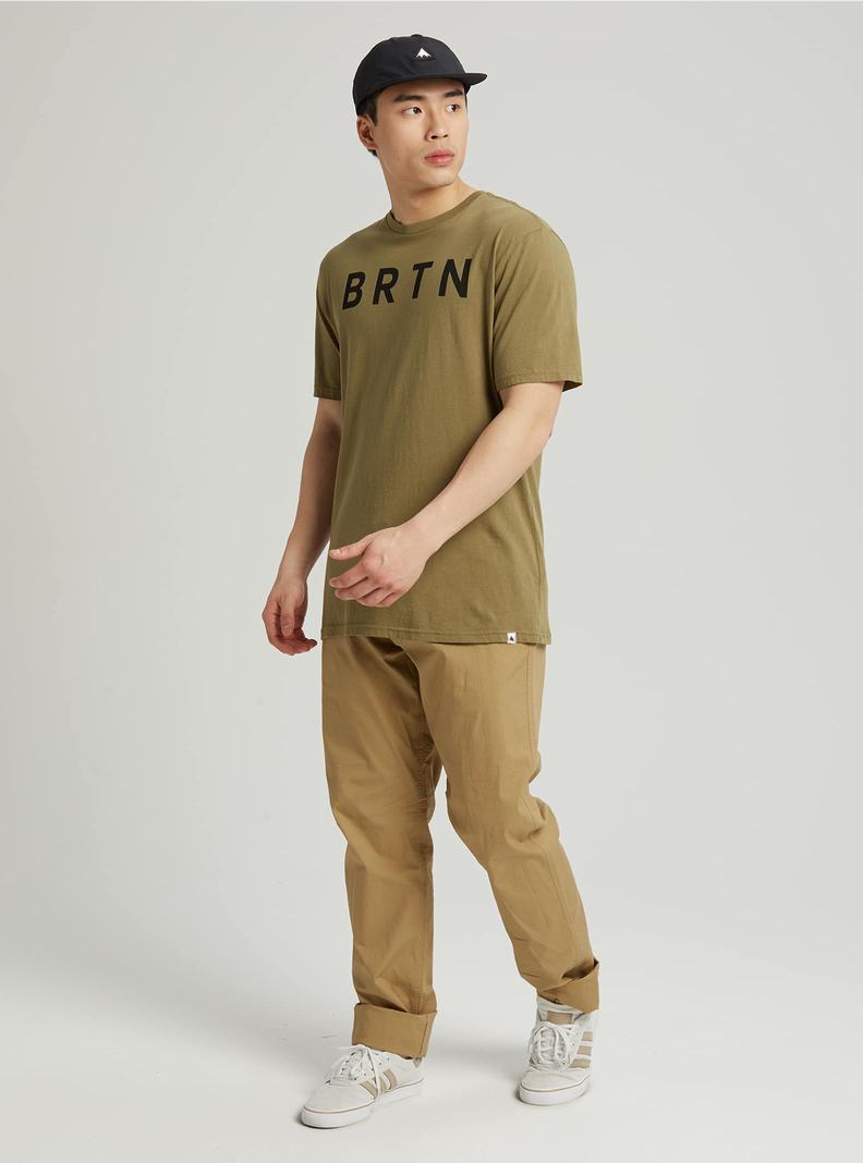 Burton BRTN Kratke Sleeve Tričko Panske Olivovo Zelená | 97015-ETNB