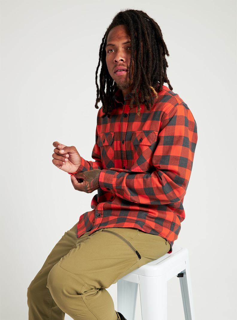 Burton Brighton Flannel Košele Panske Červené | 83562-QWST