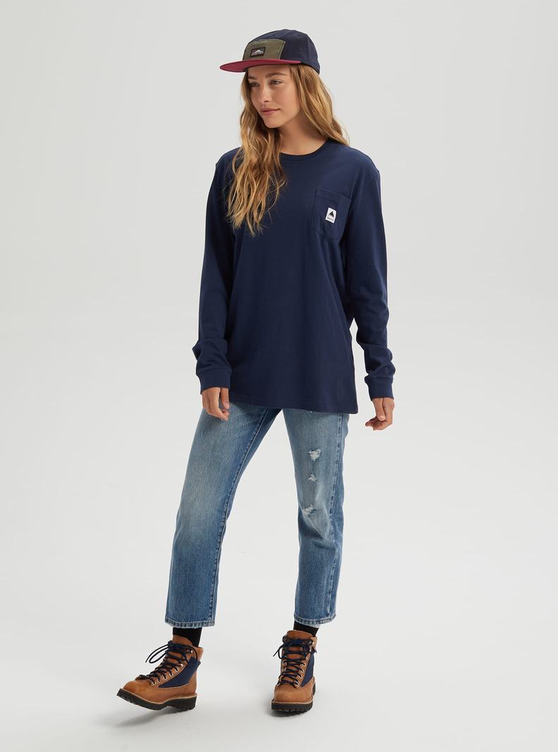 Burton Colfax Long Sleeve Tričko Panske Modre | 71526-YORB