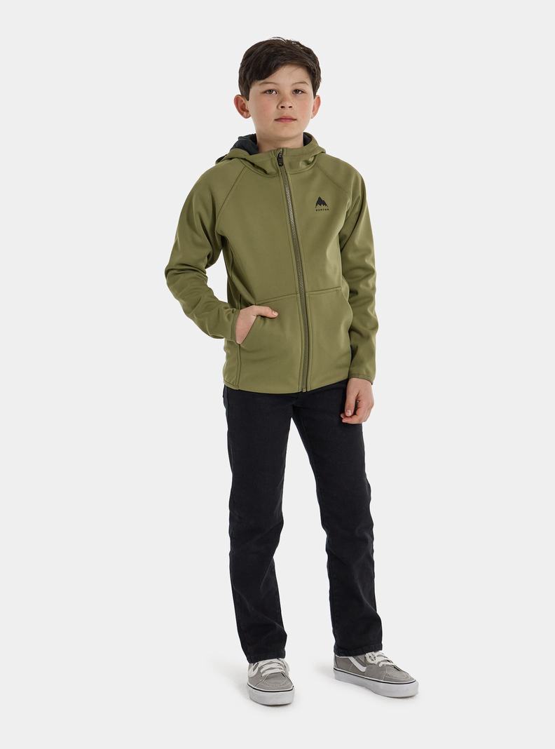 Burton Crown Weatherproof Full-Zip Fleece Mikina Detske Olivovo Zelená | 19247-LEOH