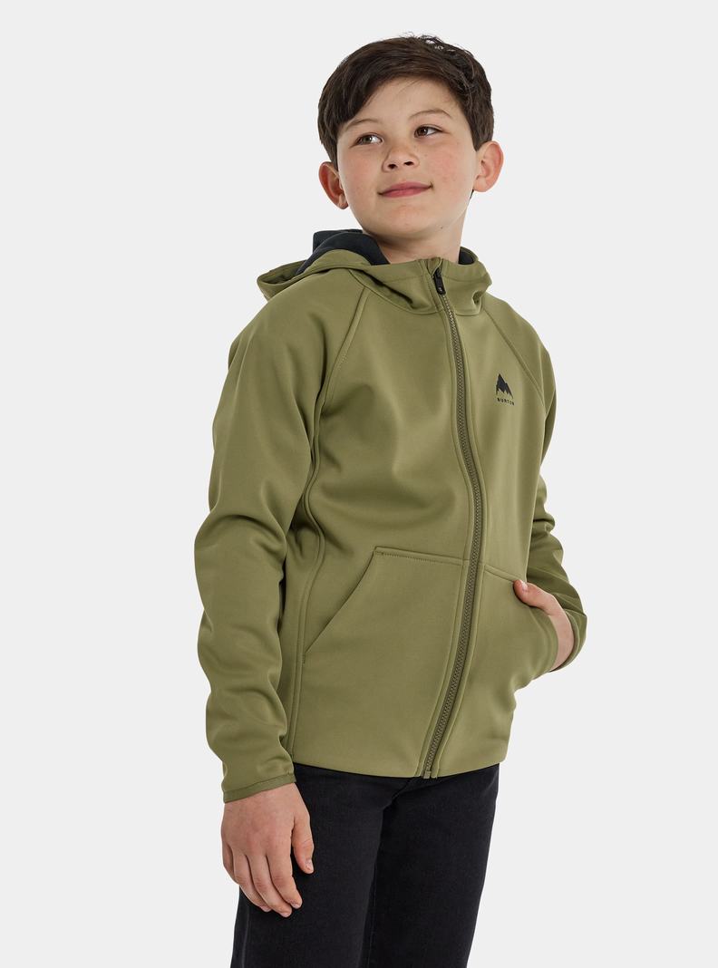 Burton Crown Weatherproof Full-Zip Fleece Mikina Detske Olivovo Zelená | 19247-LEOH