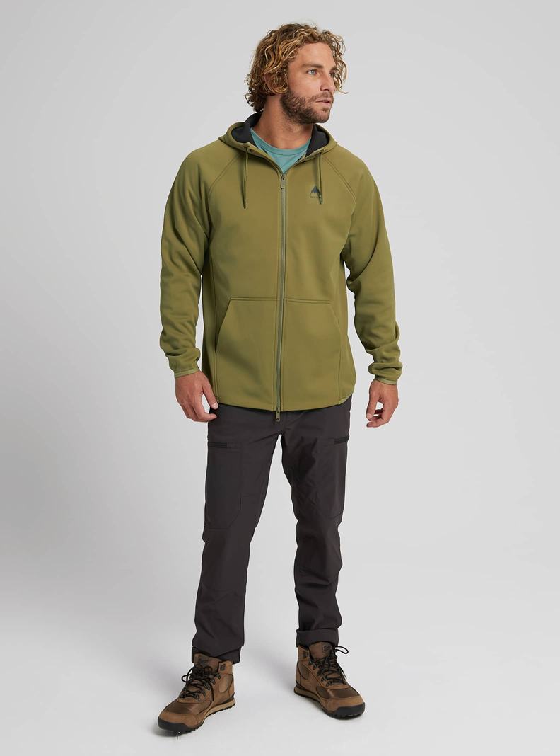 Burton Crown Weatherproof Full-Zip Fleece Mikina Panske Olivovo Zelená | 21387-NWCR