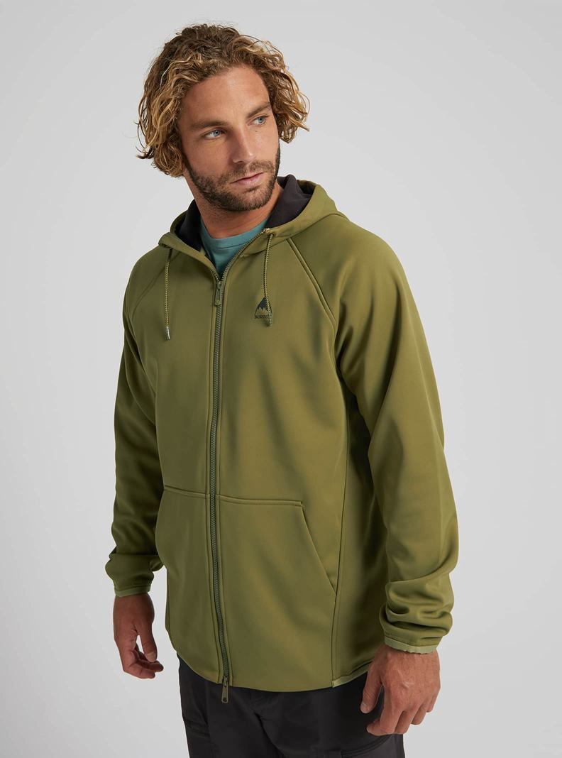 Burton Crown Weatherproof Full-Zip Fleece Mikina Panske Olivovo Zelená | 21387-NWCR