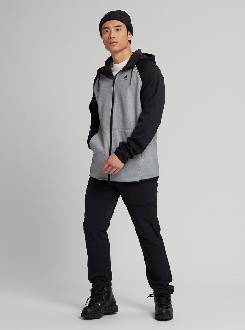 Burton Crown Weatherproof Full-Zip Fleece Mikina Panske Siva Čierne | 52086-LQNJ