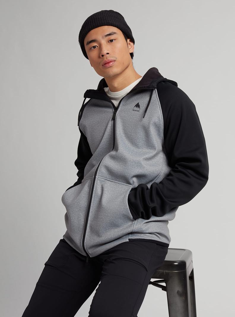 Burton Crown Weatherproof Full-Zip Fleece Mikina Panske Siva Čierne | 52086-LQNJ