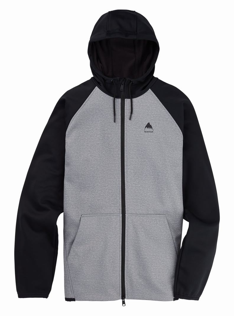 Burton Crown Weatherproof Full-Zip Fleece Mikina Panske Siva Čierne | 52086-LQNJ