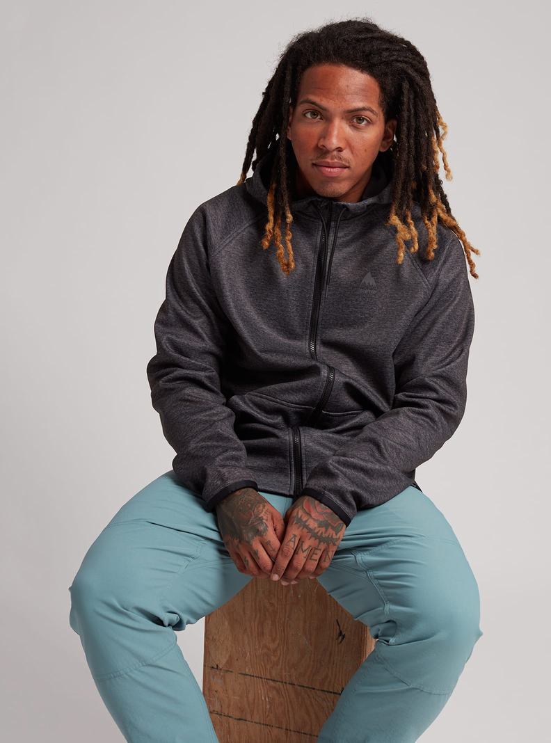 Burton Crown Weatherproof Full-Zip Fleece Mikina Panske Čierne | 97324-PLSH