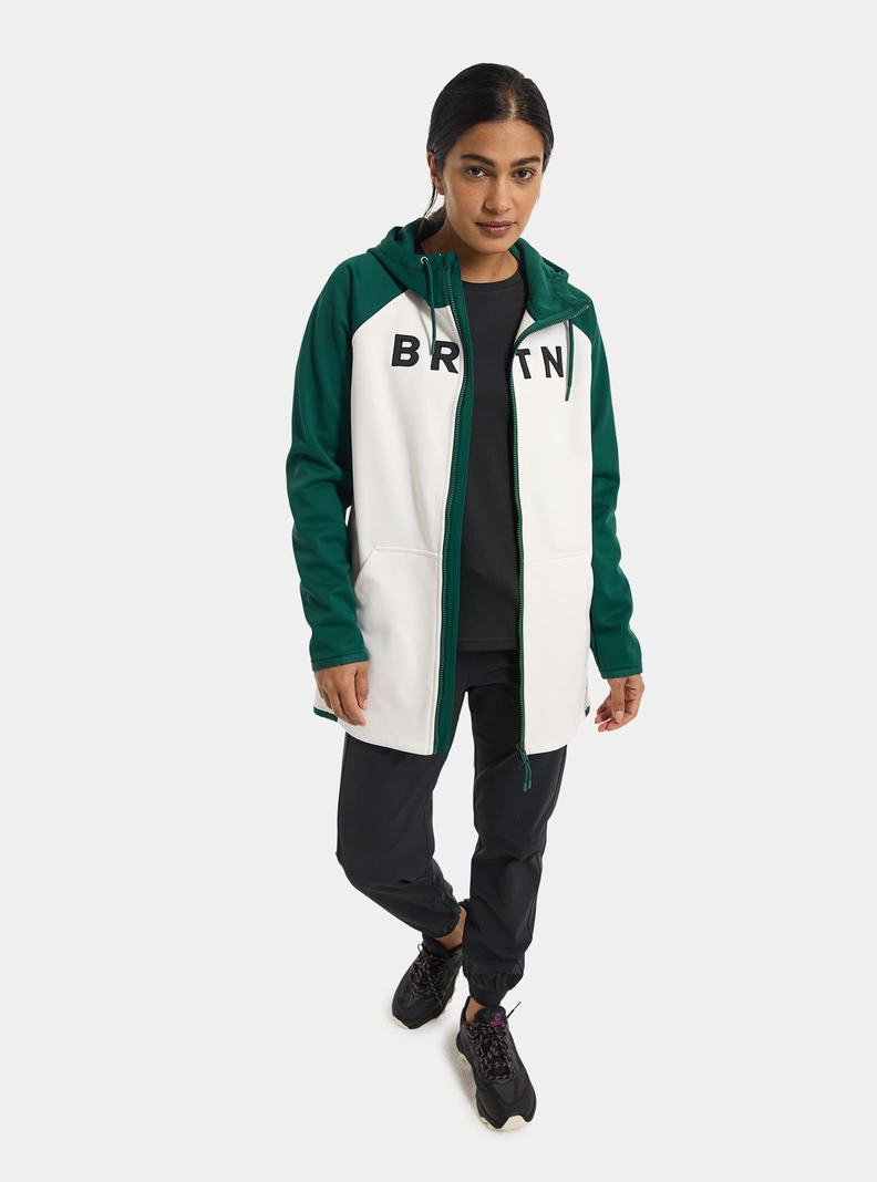 Burton Crown Weatherproof Long Full-Zip Fleece Mikina Damske Hnede Biele | 20697-NFIG