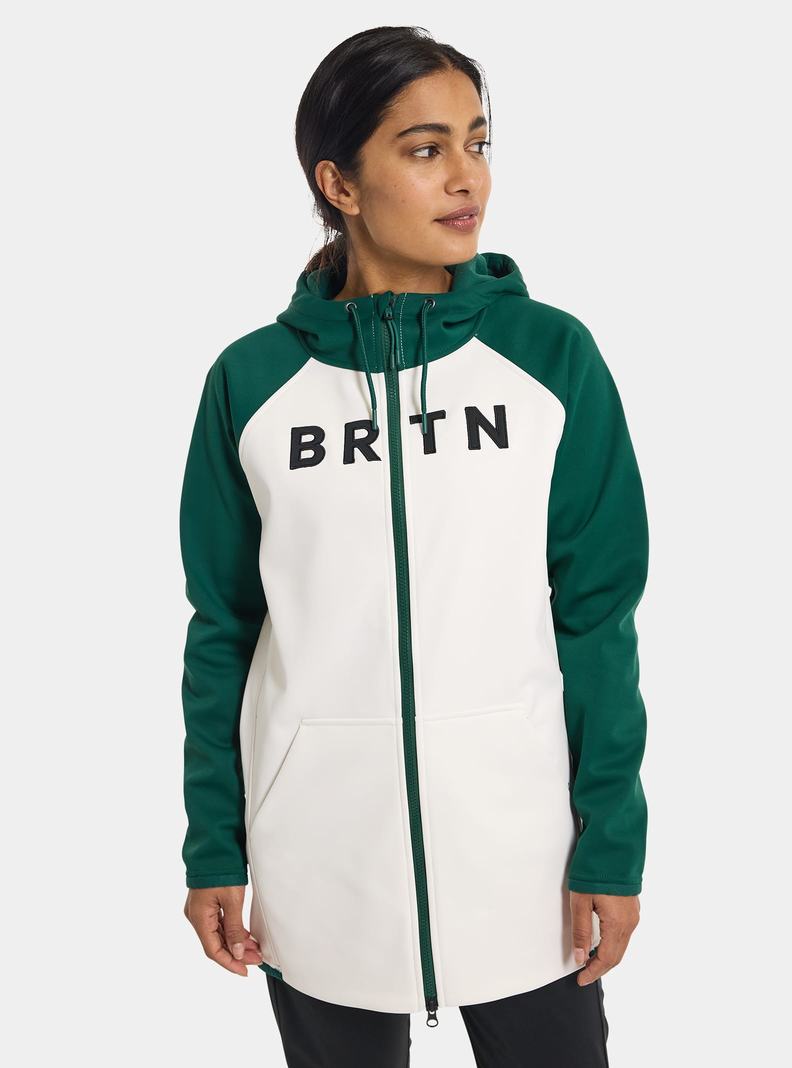 Burton Crown Weatherproof Long Full-Zip Fleece Mikina Damske Hnede Biele | 20697-NFIG