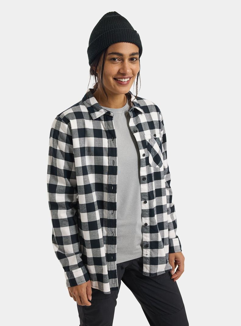 Burton Favorite Long Sleeve Flannel Košele Damske Biele | 72358-ETHQ