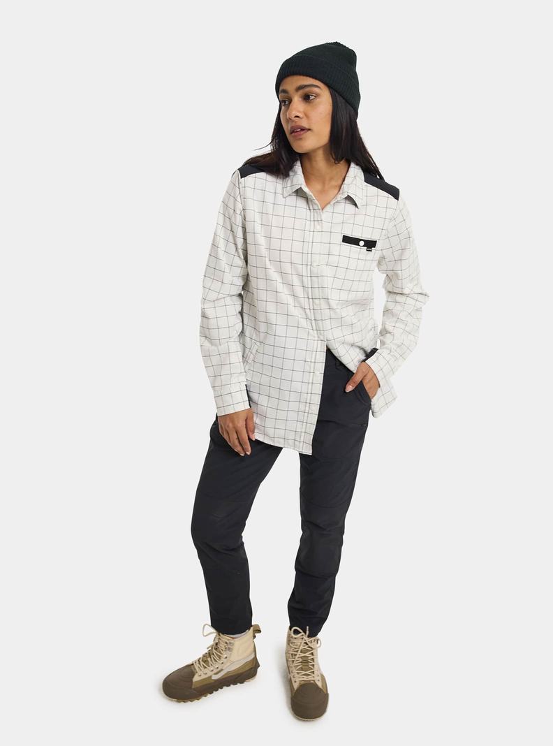 Burton Favorite Performance Long Sleeve Flannel Košele Damske Biele | 67412-PHKY