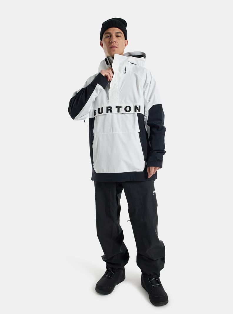 Burton Frostner 2L Anorak Zimní Bunda Panske Biele Čierne | 16708-WQTV