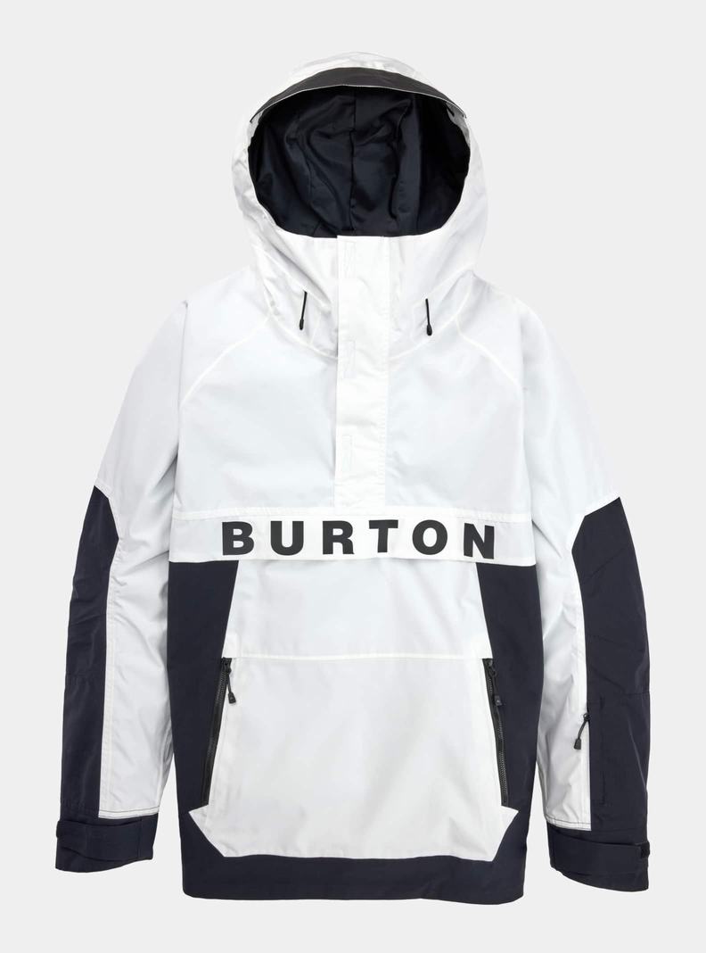 Burton Frostner 2L Anorak Zimní Bunda Panske Biele Čierne | 16708-WQTV