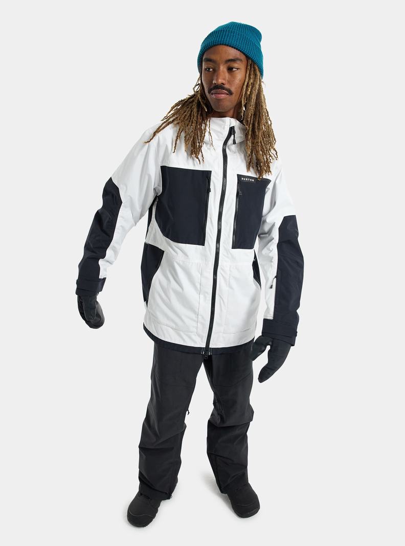 Burton Frostner 2L Zimní Bunda Panske Biele Čierne | 54392-JIGQ
