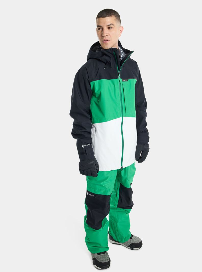 Burton GORE-TEX 3L Treeline Zimní Bunda Panske Čierne Zelene Biele | 95640-JTSD